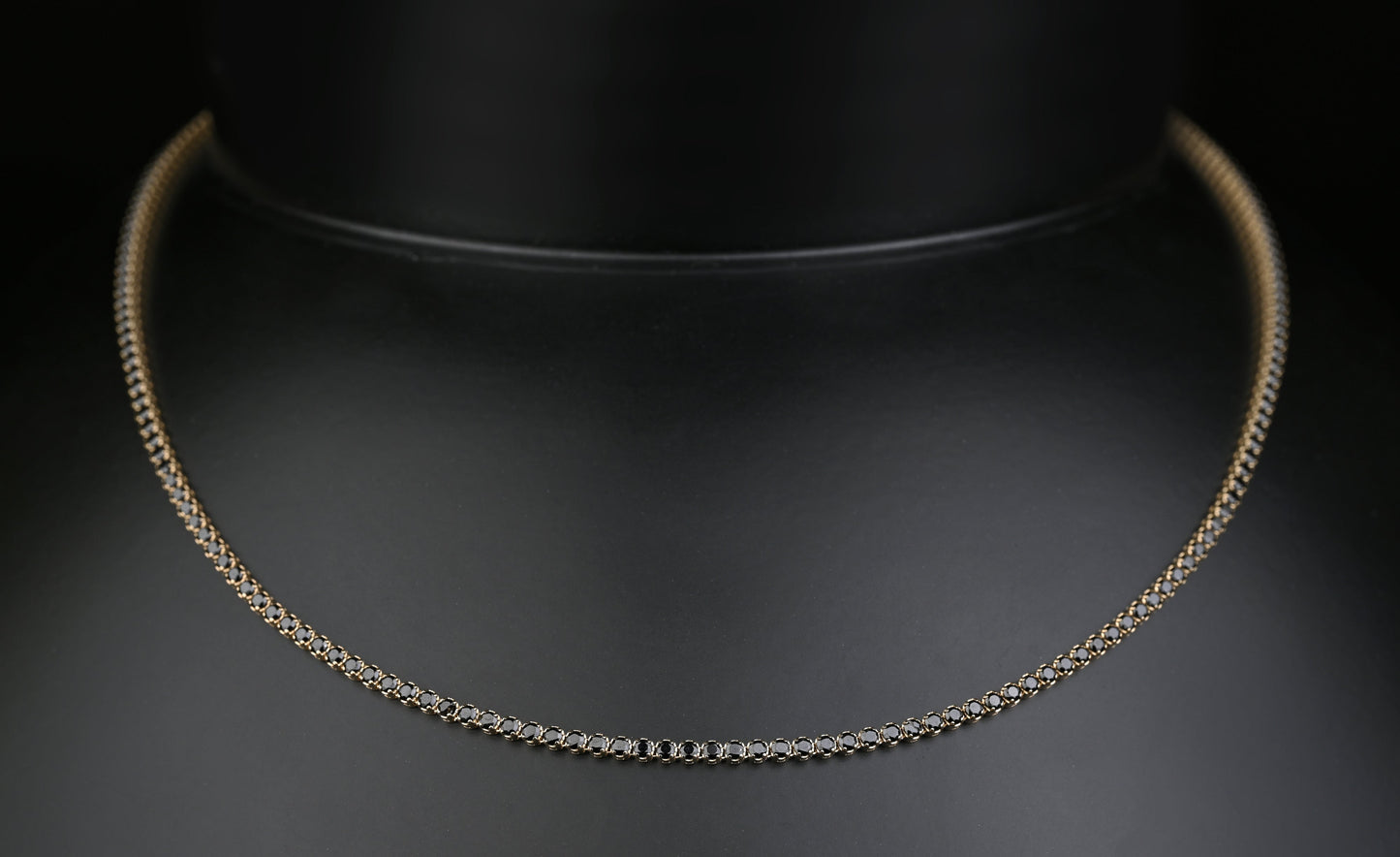 14K Solid Gold Tennis Black Stones Necklace | Premium Luxury Fine Jewelry GoldCraft