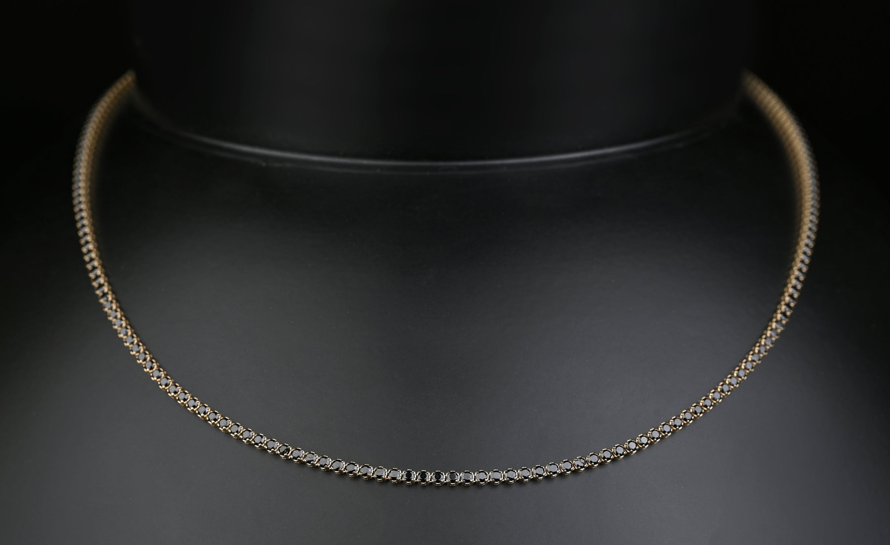 14K Solid Gold Tennis Black Stones Necklace | Premium Luxury Fine Jewelry GoldCraft