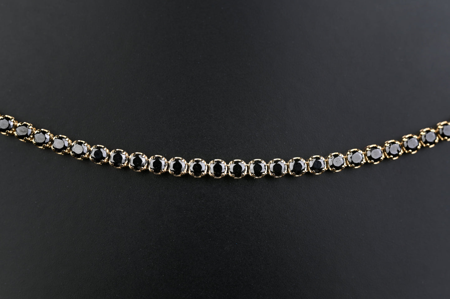 14K Solid Gold Tennis Black Stones Necklace | Premium Luxury Fine Jewelry GoldCraft