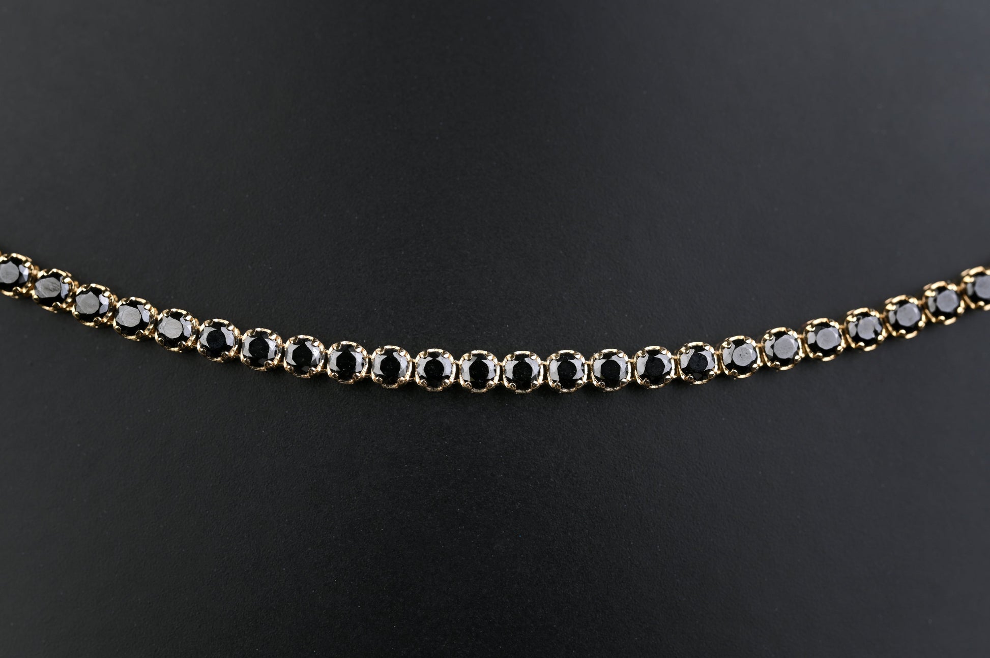 14K Solid Gold Tennis Black Stones Necklace | Premium Luxury Fine Jewelry GoldCraft