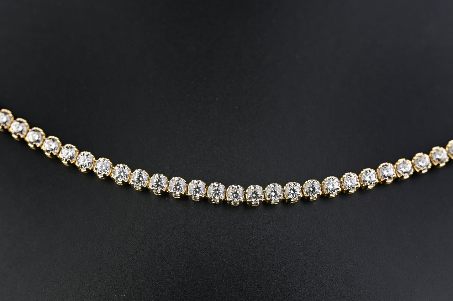 14K Solid Gold  Tennis White Stones Necklace | Premium Luxury Fine Jewelry GoldCraft