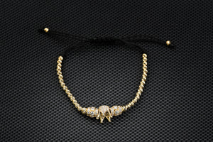 14K Gold Crown Bracelet with White Zirconia – Luxury Handmade Jewelry GoldCraft