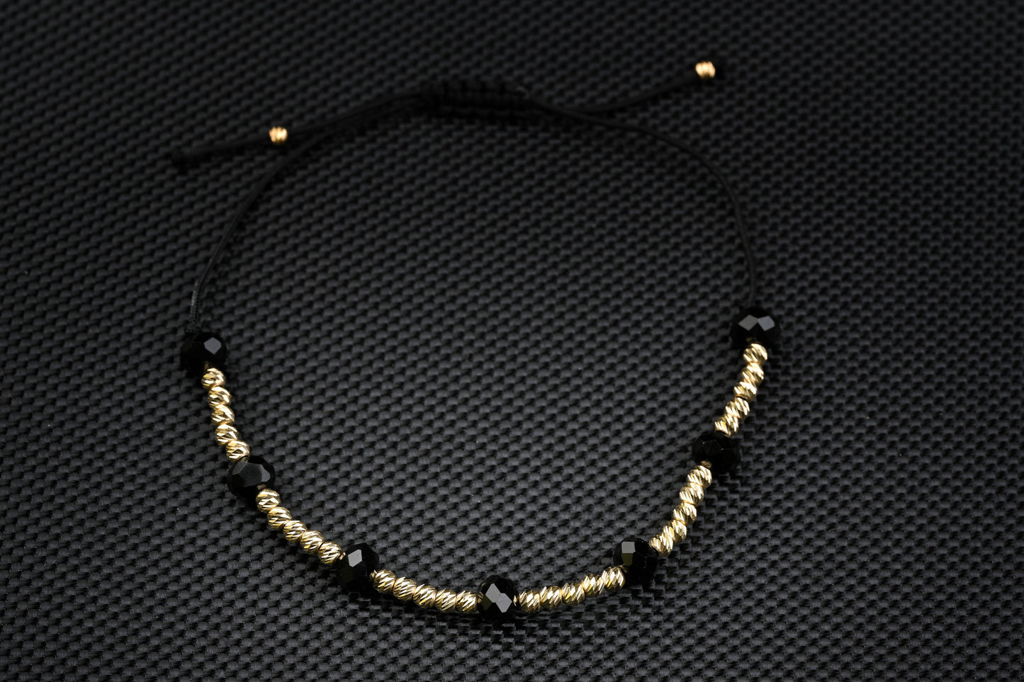 14K Gold Bracelet with Black Onyx and Zirconia – Handmade Luxury Jewelry GoldCraft