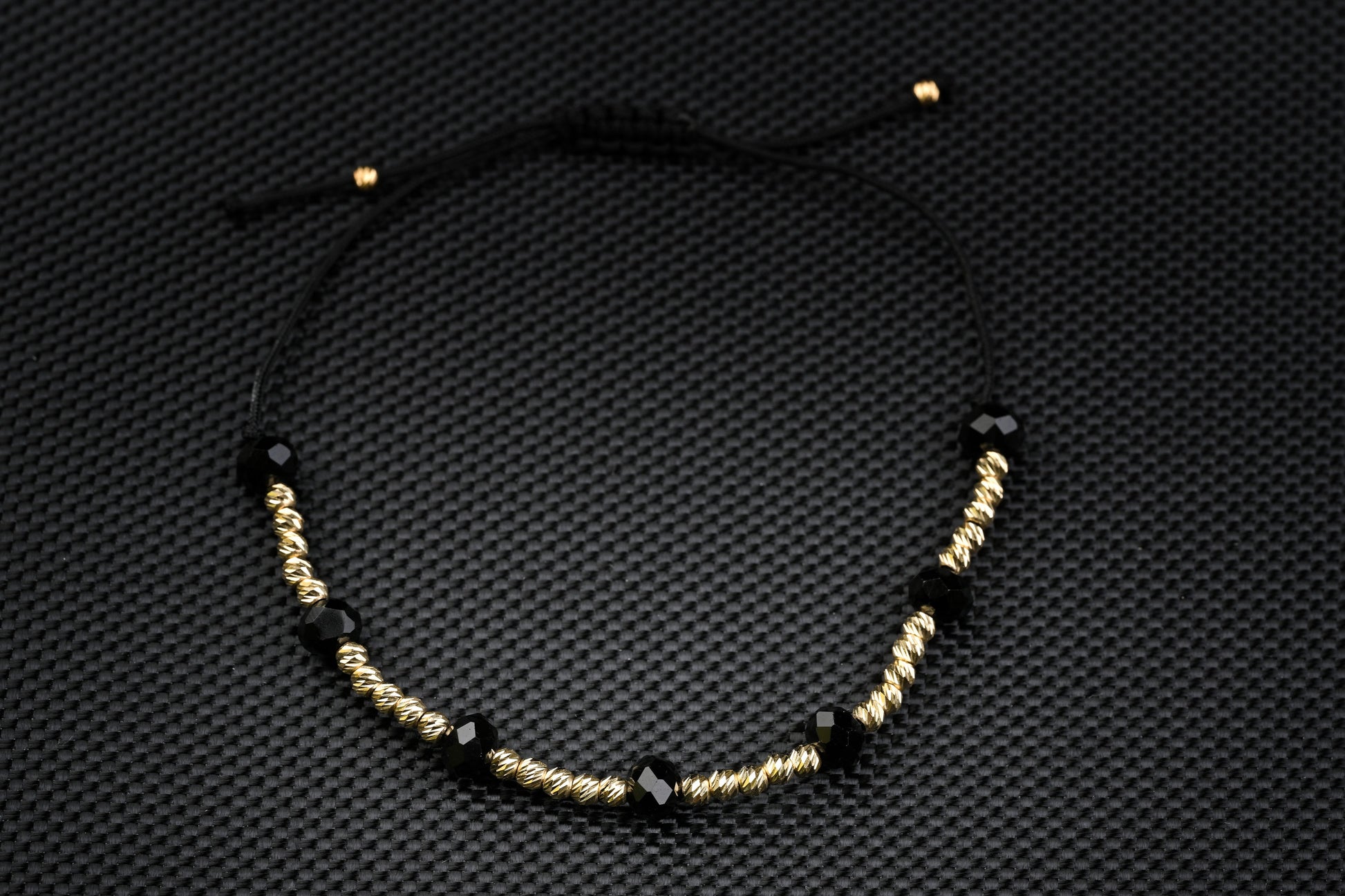 14K Gold Bracelet with Black Onyx and Zirconia – Handmade Luxury Jewelry GoldCraft
