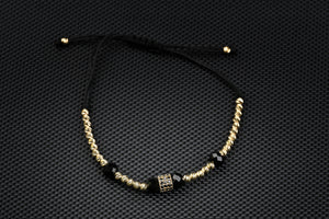 14K Gold Bracelet with Black Onyx and Zirconia – Handmade Luxury Jewelry GoldCraft