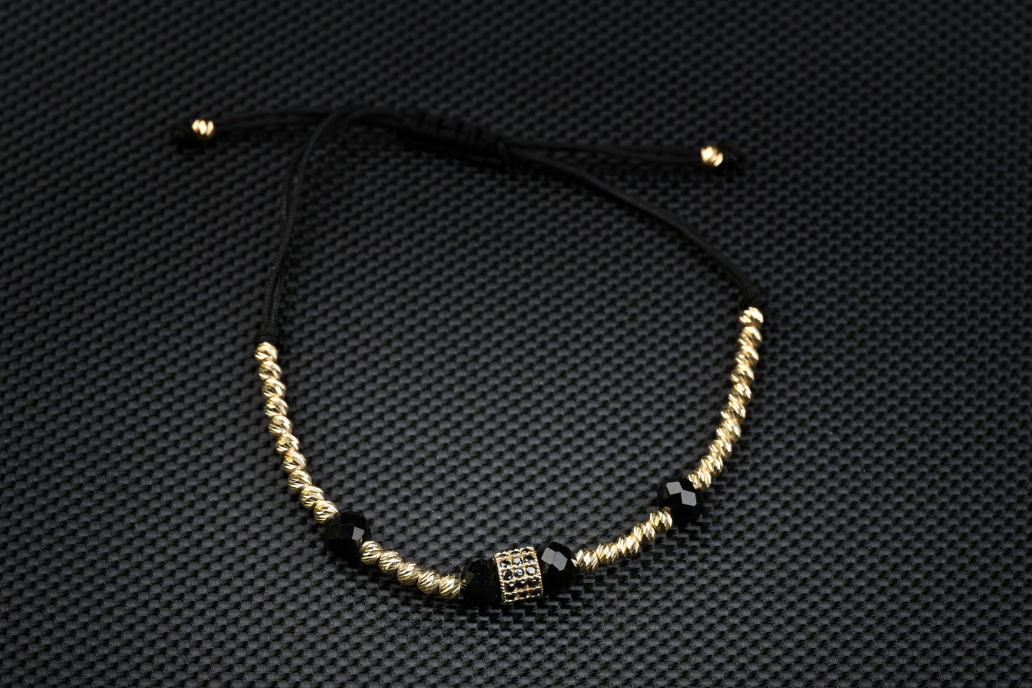 14K Gold Bracelet with Black Onyx and Zirconia – Handmade Luxury Jewelry GoldCraft