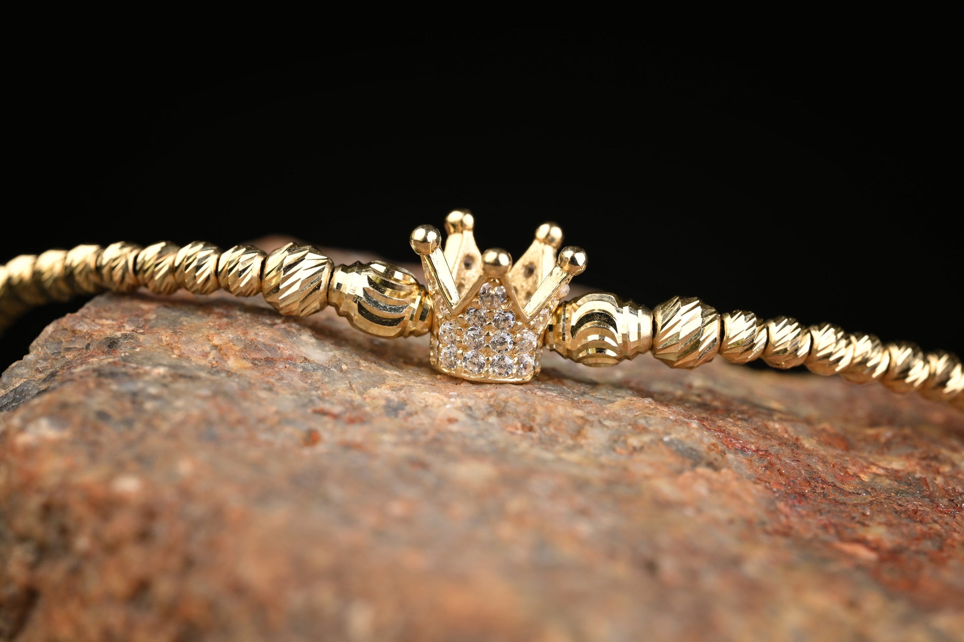 14K Gold Crown Bracelet with Zirconia – Luxury Handmade Jewelry GoldCraft