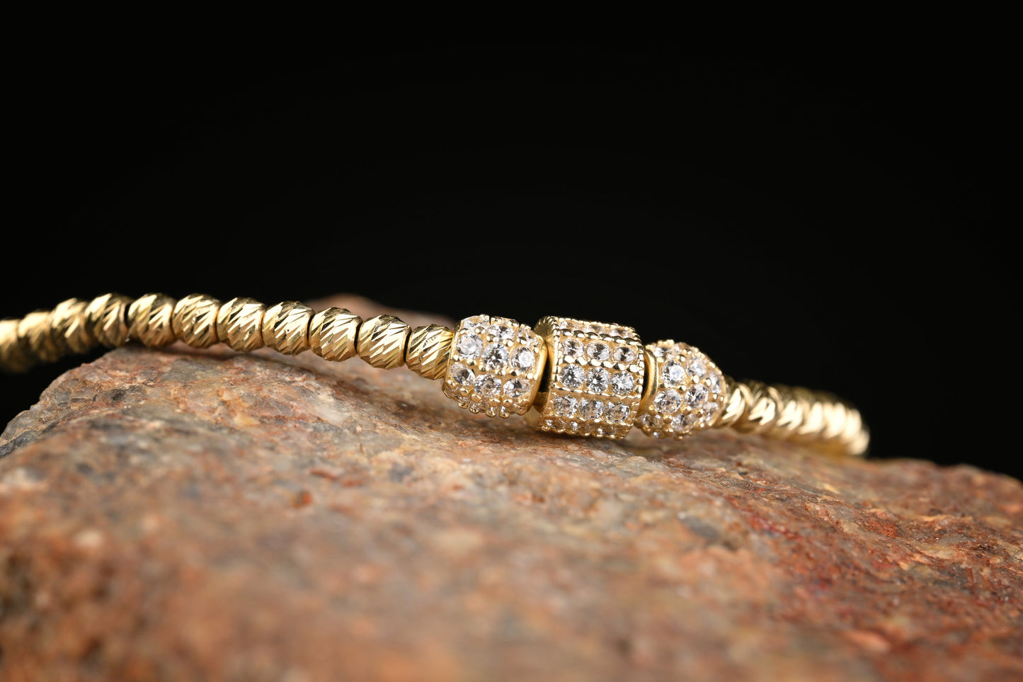 14K Gold Bracelet with White Zirconia – Handmade Luxury Jewelry GoldCraft