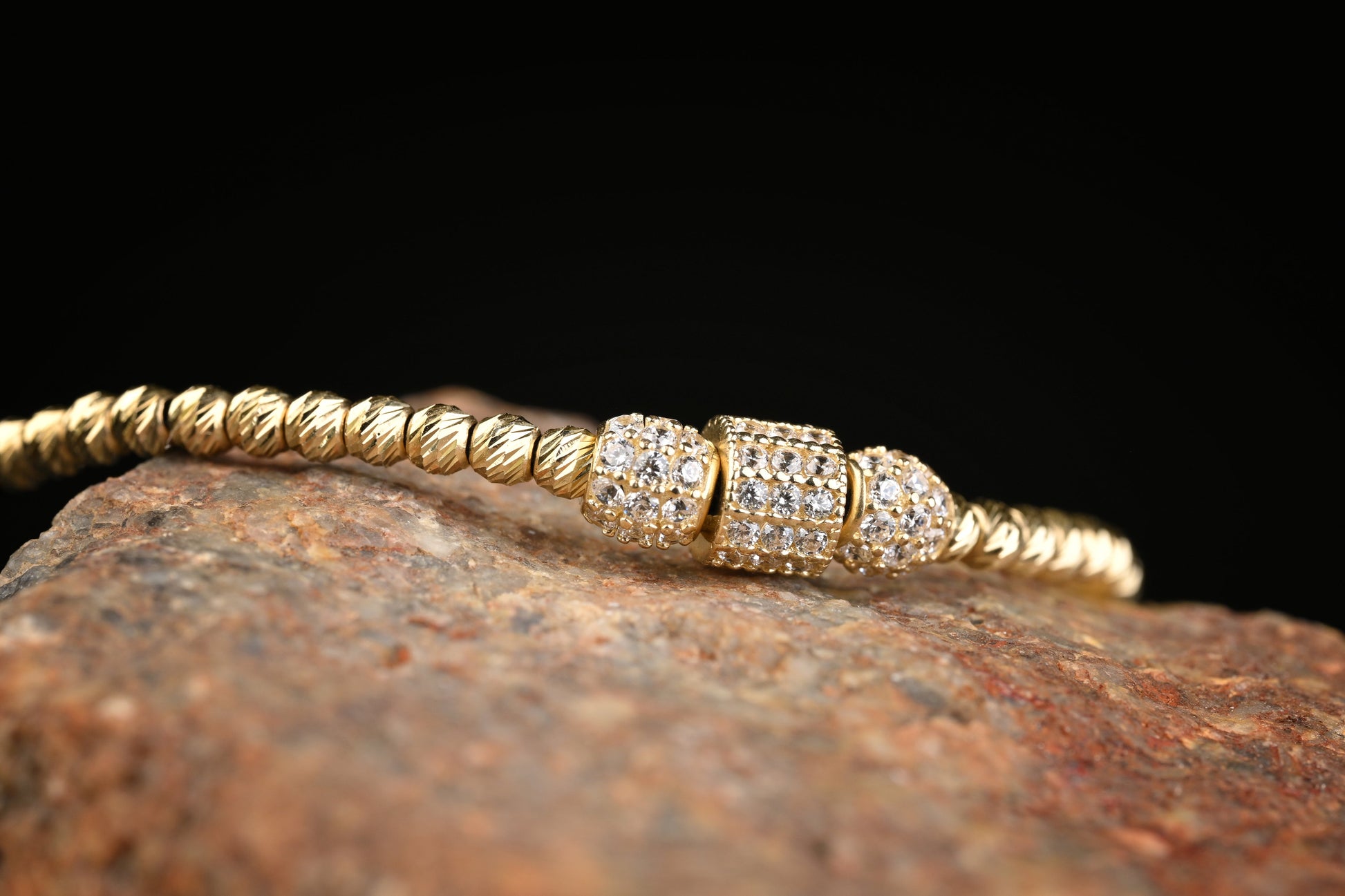 14K Gold Bracelet with White Zirconia – Handmade Luxury Jewelry GoldCraft
