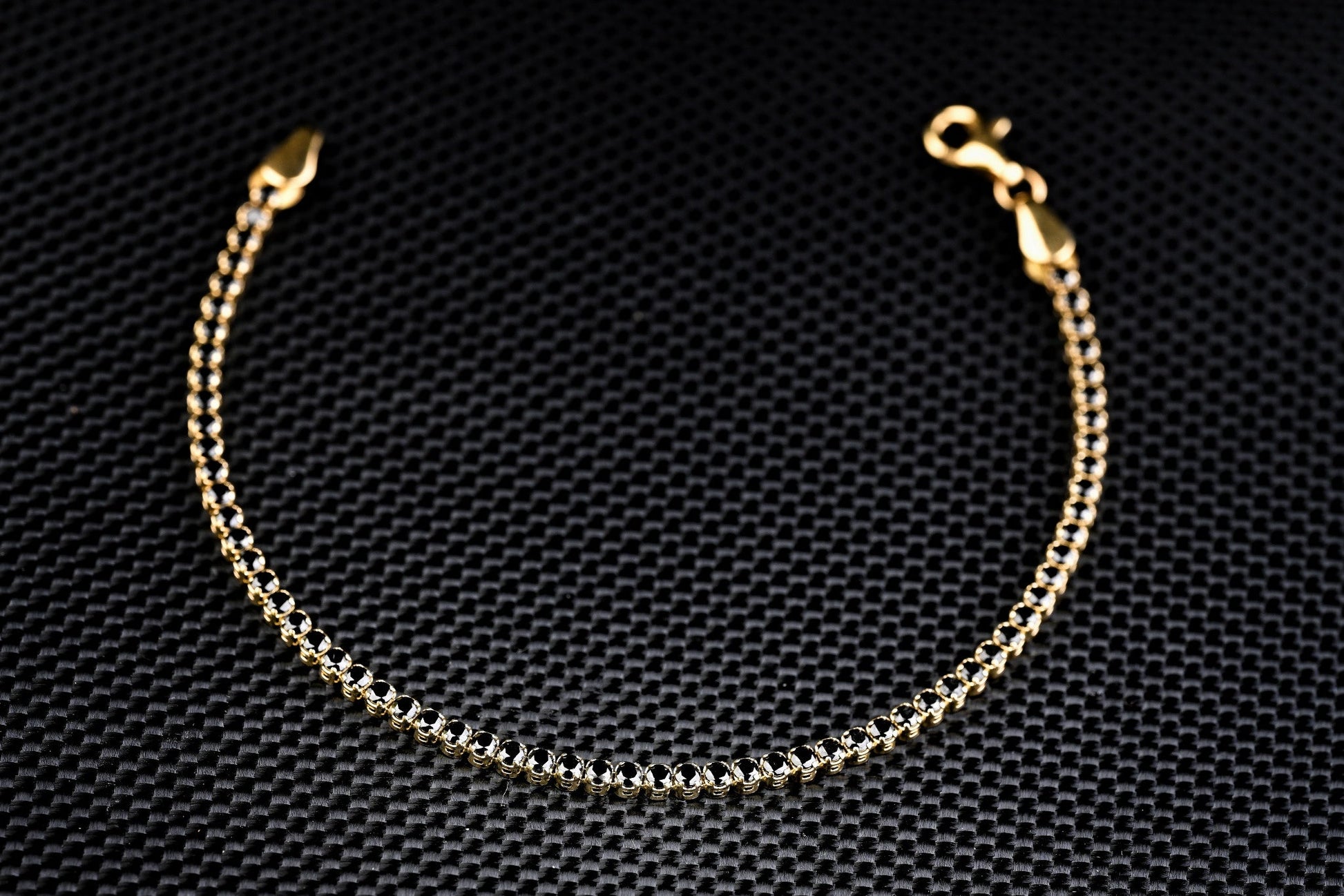 14K Gold Tennis Bracelet with Black Zirconia – Elegant Handmade Jewelry GoldCraft