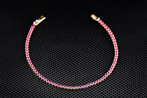 14K Gold Tennis Bracelet with Pink Zirconia – Luxury Handmade Jewelry GoldCraft