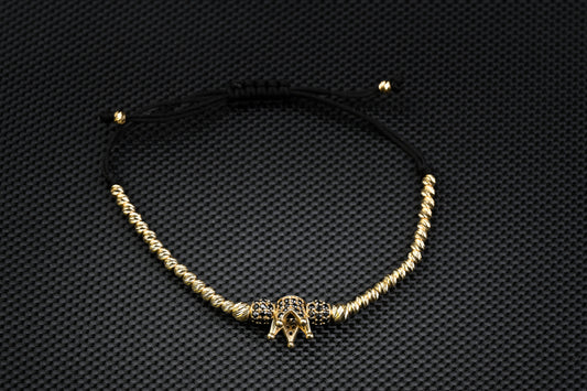14K Gold Crown Bracelet with White Zirconia – Luxury Handmade Jewelry GoldCraft
