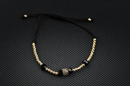 14K Gold Bracelet with Black Onyx and Zirconia – Handmade Luxury Jewelry GoldCraft