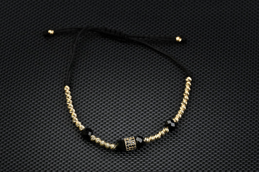 14K Gold Bracelet with Black Onyx and Zirconia – Handmade Luxury Jewelry GoldCraft