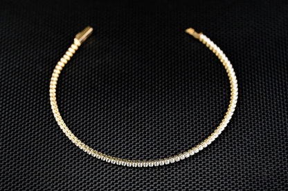 14K Gold Tennis Bracelet with White Zirconia – Luxury Handmade Jewelry GoldCraft