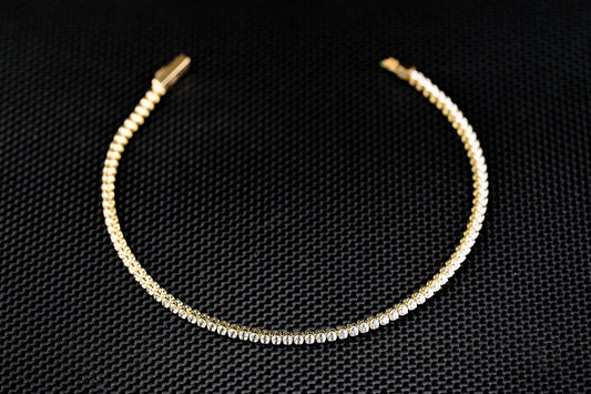 14K Gold Tennis Bracelet with White Zirconia – Luxury Handmade Jewelry GoldCraft