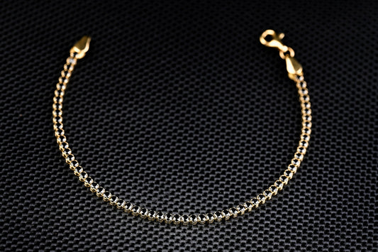 14K Gold Tennis Bracelet with Black Zirconia – Elegant Handmade Jewelry GoldCraft