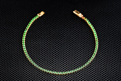 14K Gold Tennis Bracelet with Green Zirconia – Vibrant Luxury Jewelry GoldCraft