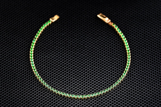 14K Gold Tennis Bracelet with Green Zirconia – Vibrant Luxury Jewelry GoldCraft