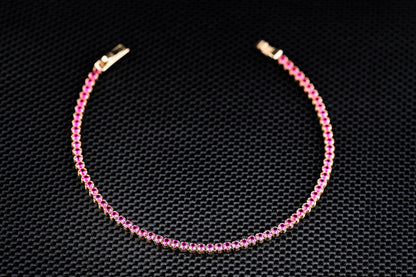 14K Gold Tennis Bracelet with Pink Zirconia – Luxury Handmade Jewelry GoldCraft